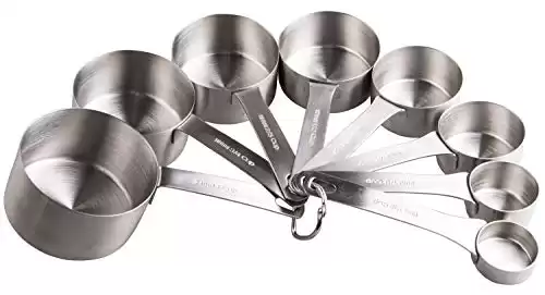 Smithcraft Measuring Cup Set of 8 Stainless Steel Measuring Cups18/8(304) Steel Material Heavy Duty 8 Measuring Cups and 1 Ring Set of 9