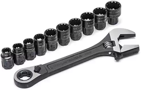 Crescent 11 Pc. Pass-Thru™ X6™ Black Oxide Adjustable Wrench and Spline Socket Set - CPTAW8