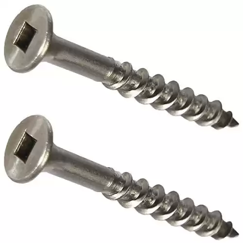 #8 Deck Screws, Select Length in Listing, 18-8 Stainless Steel, Square Drive, Type 17 Wood Cutting Point, Quantity 100 (#8 x 1-1/4")