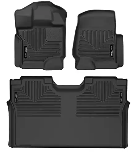 Husky Liners X-act Contour Series | Front & 2nd Seat Floor Liners - Black | 53498 | Fits 2015-2022 Ford F-150 SuperCrew Cab w/o Fold Flat Storage 3 Pcs