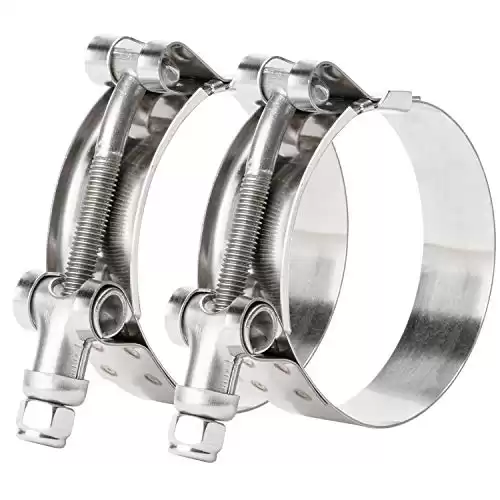 ISPINNER 2 Pack 2 Inch Stainless Steel T-Bolt Hose Clamps, Clamp Range 56-64mm for 2" Hose ID, Pack of 2