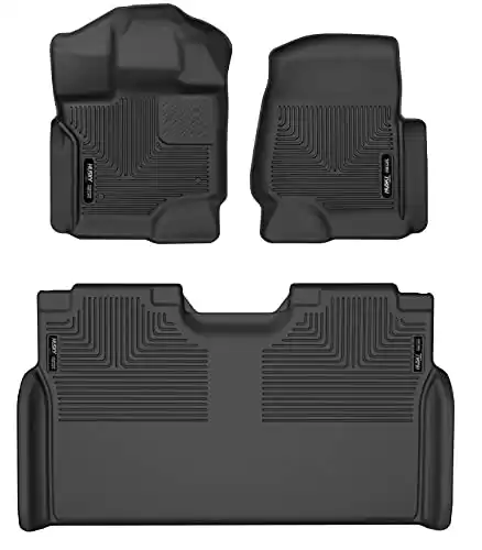 Husky Liners Weatherbeater Series | Front & 2nd Seat Floor Liners - Black | 94041 | Fits 2015-2022 Ford F-150 SuperCrew Cab w/o Fold Flat Storage 3 Pcs