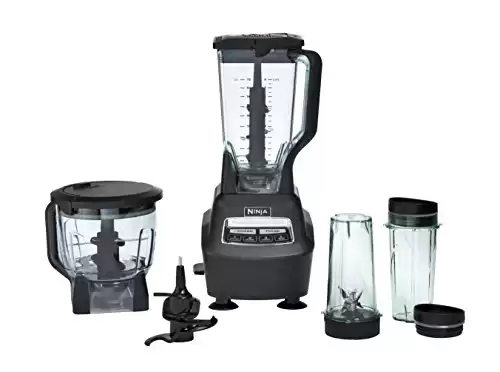 Ninja BL770 Mega Kitchen System, 1500W, 4 Functions for Smoothies, Processing, Dough, Drinks & More, with 72-oz.* Blender Pitcher, 64-oz. Processor Bowl, (2) 16-oz. To-Go Cups & (2) Lids, Blac...