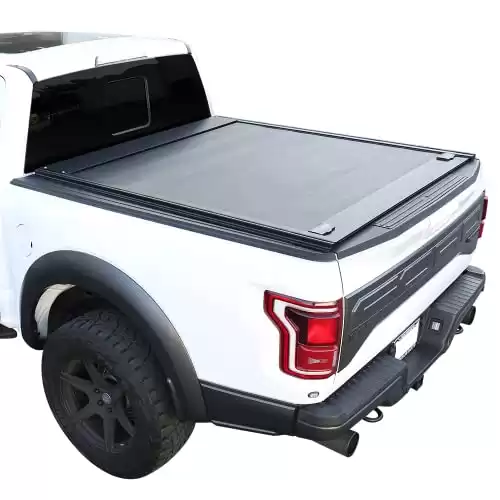 Syneticusa Retractable Hard Tonneau Cover Fits 2004-2023 Ford F-150 (incl. Raptor/Lightning) 5’6” (67”) Truck Bed Matte Black Aluminum Waterproof