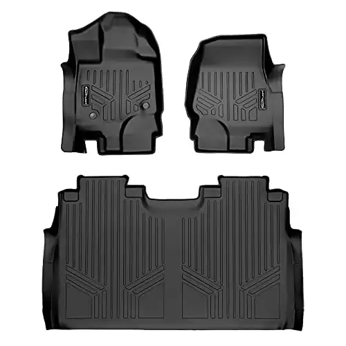 MAXLINER Custom Fit Floor Mats 2 Row Liner Set Black Compatible with 2015-2022 Ford F-150 SuperCrew Cab with 1st Row Bucket Seats