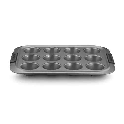 Anolon - 54710 Anolon Advanced Nonstick 12-Cup Muffin Tin With Silicone Grips / Nonstick 12-Cup Cupcake Tin With Silicone Grips - 12 Cup, Gray