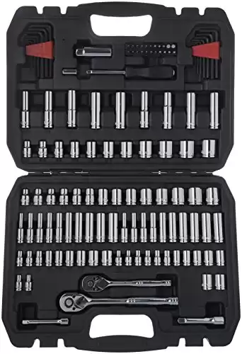 Amazon Basics Mechanic Tool Kit and Socket Set With Case - Set of 123