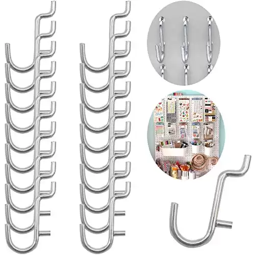 Calax Metal Pegboard Hook J Style for Peg Board Tool Organizer 100 Pieces