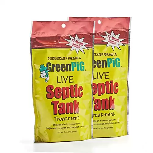 GREEN PIG Live Septic Tank Treatment Aids in the Breakdown of Septic Waste to Prevent Backups with Easy Dissolvable Flush Packets, 2 Year Supply