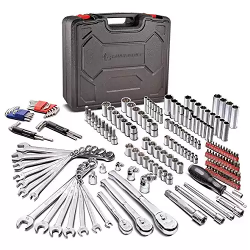 Powerbuilt 200 Piece 1/4-inch, 3/8-inch, and 1/2-inch Drive Mechanics Tool Set - with SAE and Metric Socket Set, Powerbuilt XT 90 Tooth Seal-Head Ratchets, including Case - 642472