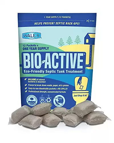 Walex Bio-Active BIOSP1, 1-Year Supply Bacteria/Enzyme Septic Treatment, 12 Treatments