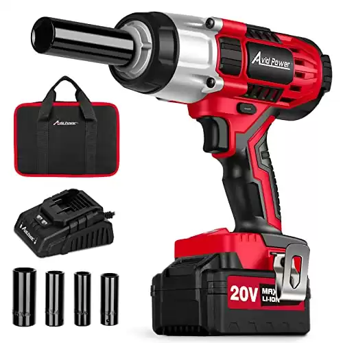 AVID POWER Cordless Impact Wrench, 1/2 Impact Gun w/ Max Torque 330 ft lbs (450N.m), 20V Impact Driver Kit w/ 3.0A Li-ion Battery, 4 Pcs Drive Impact Sockets and 1 Hour Fast Charger, Electric Impact