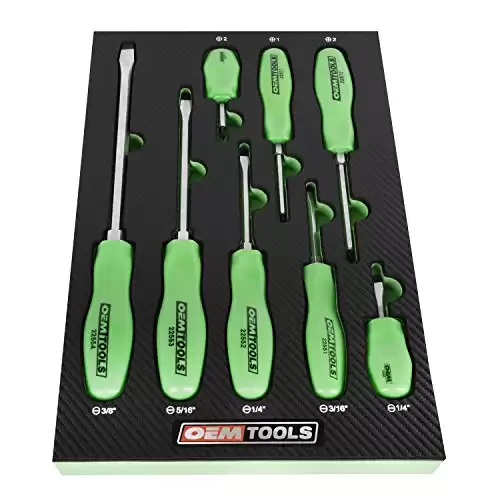 OEMTOOLS 23999 Mechanic's Screwdriver Set, 8 Piece | 8 Commonly Used Slotted Flathead & Phillips Screwdrivers | Auto Mechanic & Technician, & Homeowner Tools | Alloy Steel